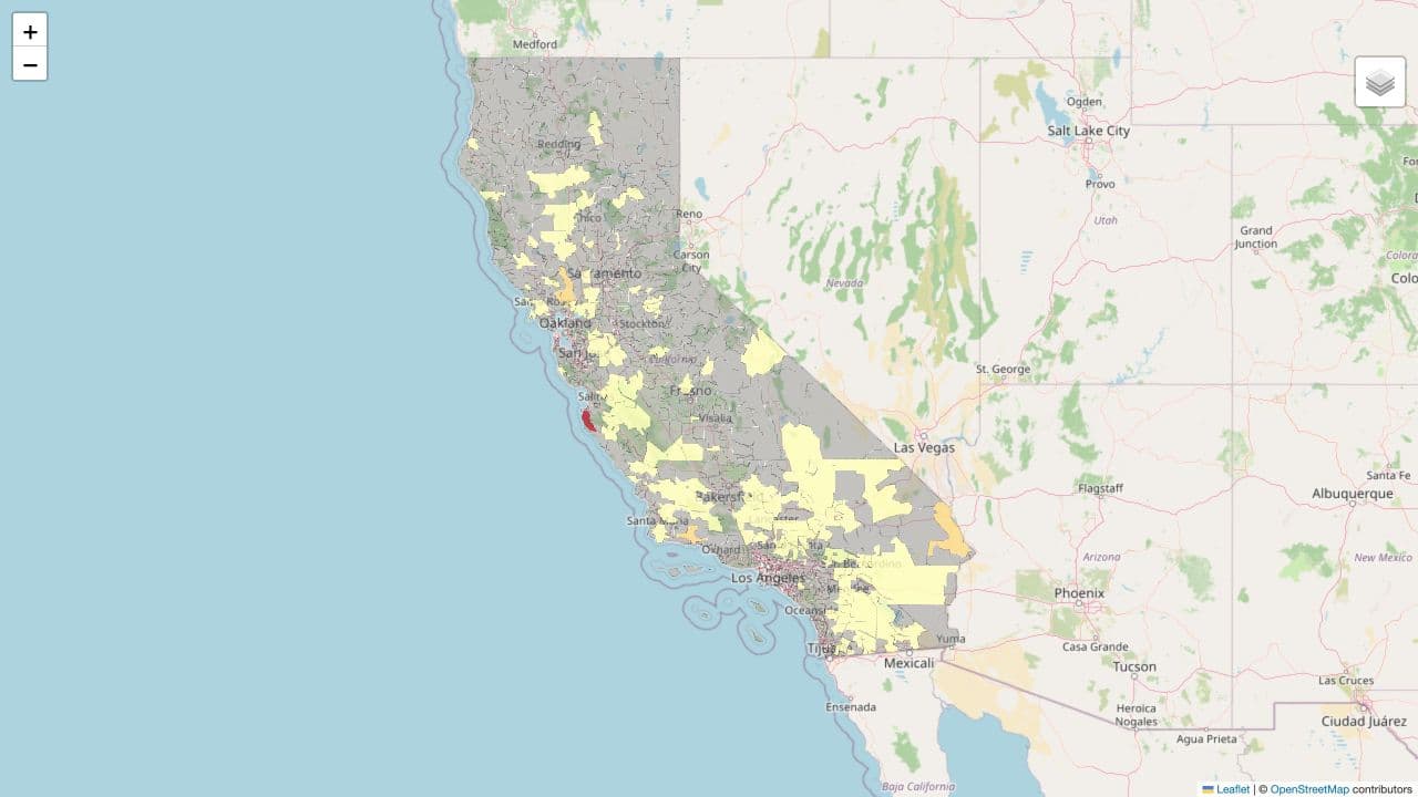 WindScope interactive map showing potential California wind-farm sites